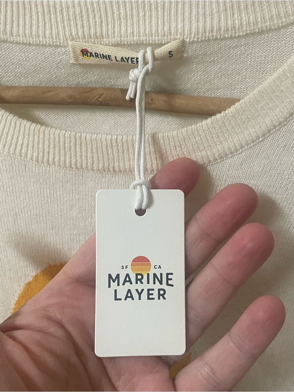 Marine Layer Sweater Women’s Small Sunset Icon Cotton Oatmeal New NWT Transition - Picture 6 of 9